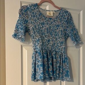 Maeve Blue and White Floral Blouse